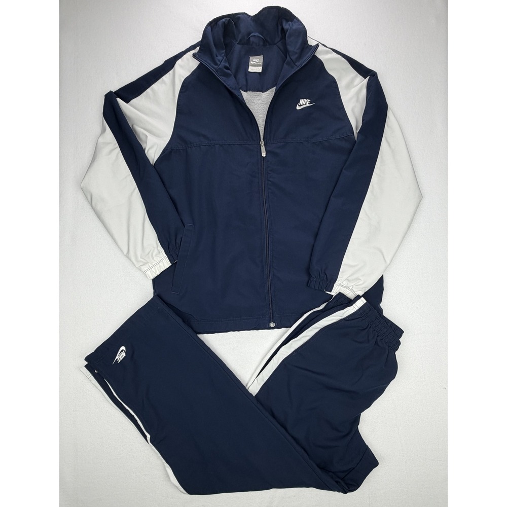 Vintage Nike Sportswear Mens Track Suit Navy/White Colorblock Set Size Large